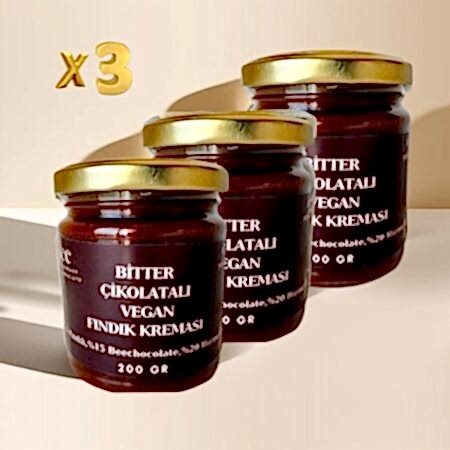 Hurma Özlü Bitter Fındık Kreması 3’lü Paket – Vegan, Rafine Şekersiz, Glutensiz