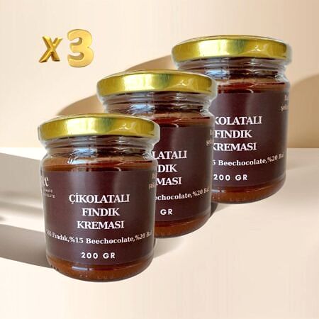 Çikolatalı Fındık Kreması 3’lü Paket - Glutensiz , Rafine Şekersiz, Ballı & Vegan Seçenekli